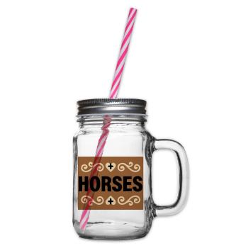 Horses Lettering Retro Riding - Glass jar with handle and screw cap - clear - Right