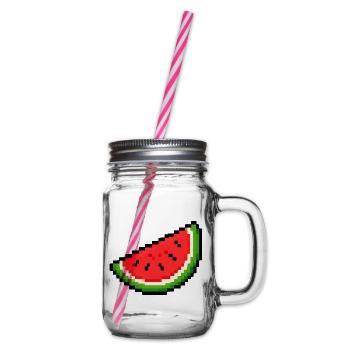 Pixel-Wassermelone Slice - Henkelglas mit Schraubdeckel - Klar - Rechts