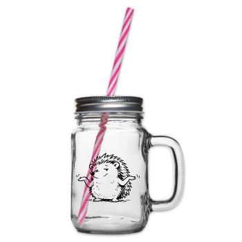 Igel Schulterzucken Geste - Henkelglas mit Schraubdeckel - Klar - Rechts