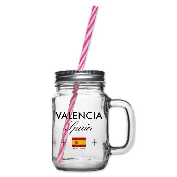Valencia Spanien Koordinaten Reise Souvenir - Henkelglas mit Schraubdeckel - Klar - Rechts