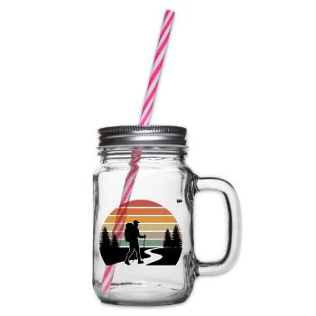 Sonnenuntergang Wanderer Pfad - Henkelglas mit Schraubdeckel - Klar - Rechts