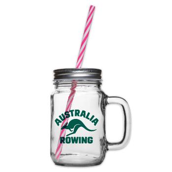 Australia Rowing - Australien Rudern - Känguru - Henkelglas mit Schraubdeckel - Klar - Rechts