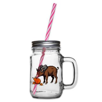 Wildschwein an der Birne - Henkelglas mit Schraubdeckel - Klar - Rechts