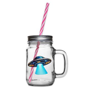 UFO Lichtstrahl Alien-Design - Henkelglas mit Schraubdeckel - Klar - Rechts