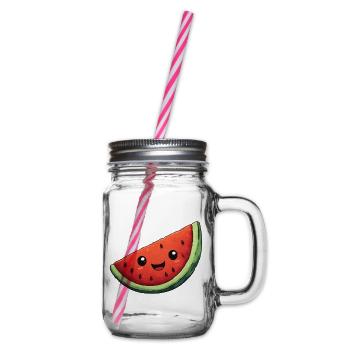 Kawaii Wassermelone Scheibe - Henkelglas mit Schraubdeckel - Klar - Rechts