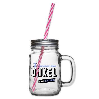 Onkel Number One Deluxe Bester Familie  - Henkelglas mit Schraubdeckel - Klar - Rechts