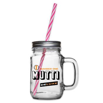 Mutti Number One Deluxe Beste Familie Beste Mutti - Henkelglas mit Schraubdeckel - Klar - Rechts