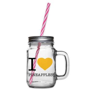 I LOVE PINEAPPLES Ananas - Henkelglas mit Schraubdeckel - Klar - Rechts