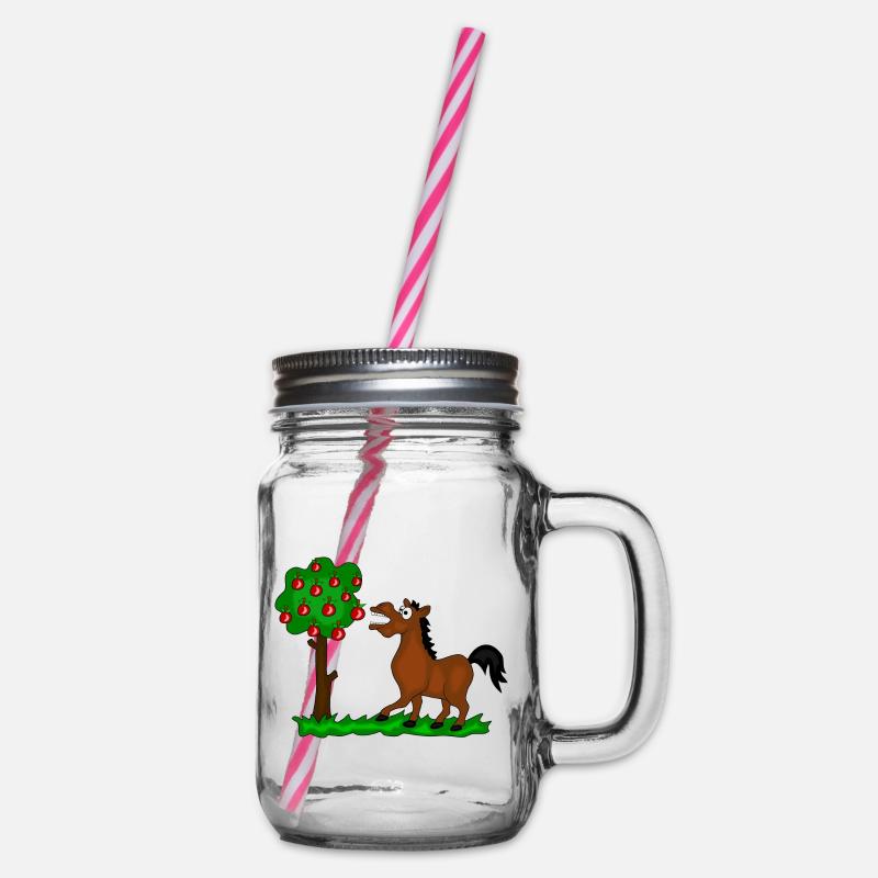 pferd baum - Henkelglas mit Schraubdeckel - Klar