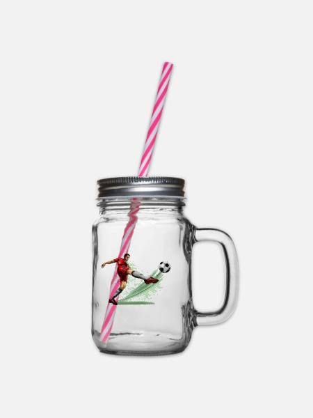 Fußballer - Henkelglas mit Schraubdeckel - Klar