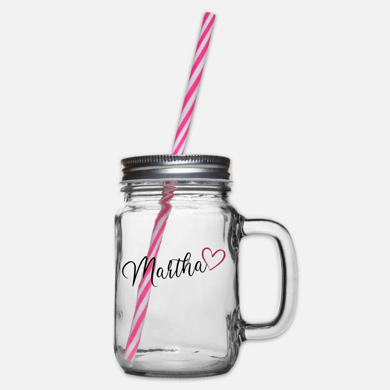 Martha Name Vorname Mädchenname mit Herz - Henkelglas mit Schraubdeckel - Klar