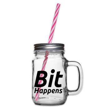 Bit Happens - Glass jar with handle and screw cap - clear - Right