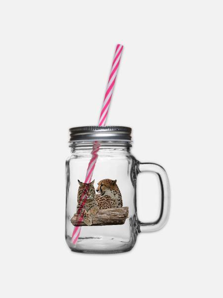 Luchs und Gepard - Henkelglas mit Schraubdeckel - Klar