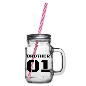 Brother 01 - Brother No. 1 - Glass jar with handle and screw cap - clear - Right