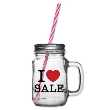 I HEART [LOVE] SALE - Glass jar with handle and screw cap - clear - Right