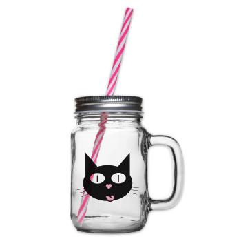 Niedliche Katze, Kater mit herzförmigen Nase - Henkelglas mit Schraubdeckel - Klar - Rechts