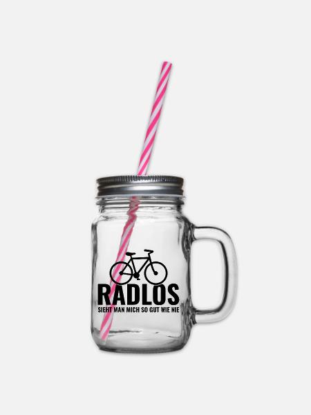 Fahrrad - Radlos sieht man mich so gut wie nie - Henkelglas mit Schraubdeckel - Klar