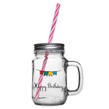 ALLES GUTE ZUM GEBURTSTAG. ALLES GUTE ZUM GEBURTSTAG. JAHRESTAG. - Henkelglas mit Schraubdeckel - Klar - Rechts