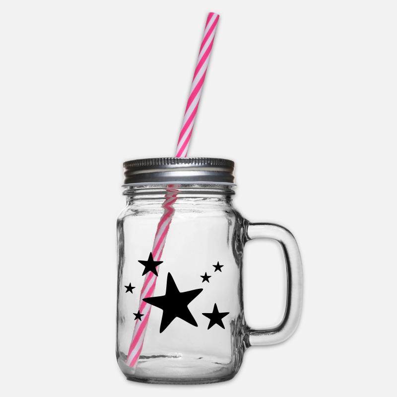 Star group monochrome - Glass jar with handle and screw cap - clear