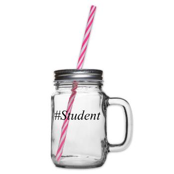 #Student Logo Black - Glass jar with handle and screw cap - clear - Right