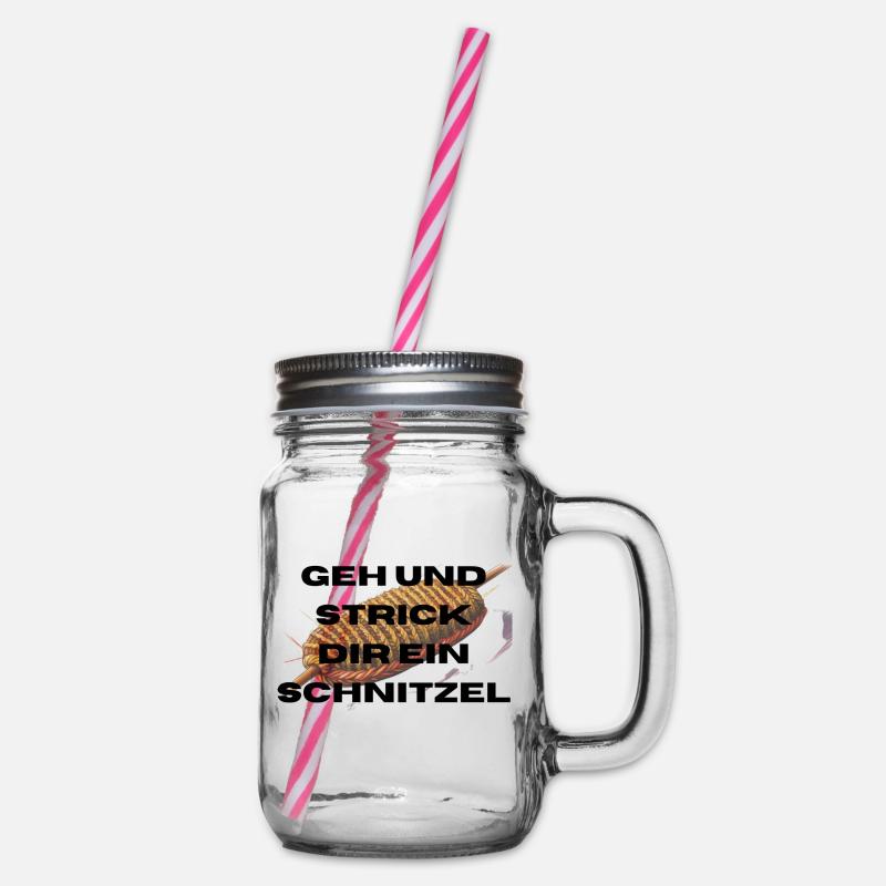 Geh und Strick dir ein Schnitzel - Henkelglas mit Schraubdeckel - Klar