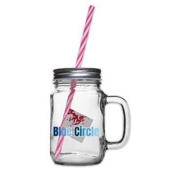 Graues Quadrat Blauer Kreis - Henkelglas mit Schraubdeckel - Klar - Rechts