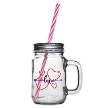 Heart and love - Glass jar with handle and screw cap - clear - Right