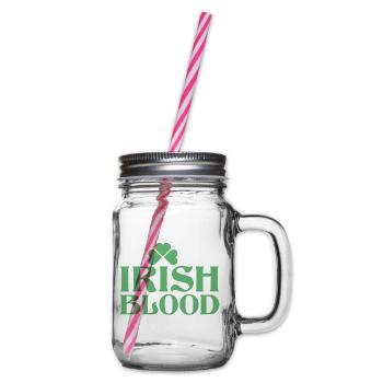 Irish Pride Heart Shamrock - Glass jar with handle and screw cap - clear - Right