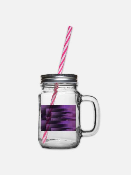 3D Glitch Purple Raster Neon - Henkelglas mit Schraubdeckel - Klar