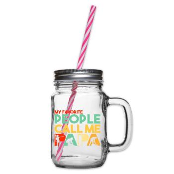 Landscaping Papa Gardener Silhouette Retro Art - Glass jar with handle and screw cap - clear - Right