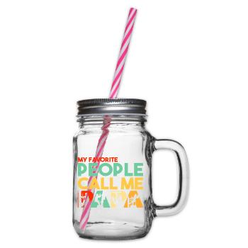 My Favorite People Call Me Papa Line Worker - Glass jar with handle and screw cap - clear - Right