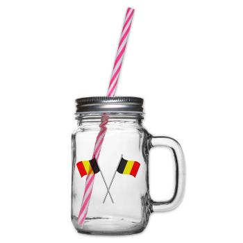Belgische Flagge - Henkelglas mit Schraubdeckel - Klar - Rechts