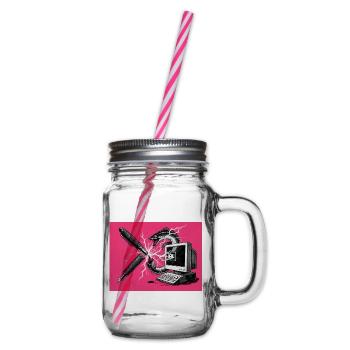 Anarchischer Aal - Ausbruch Kugelschreiber - KI - Henkelglas mit Schraubdeckel - Klar - Rechts