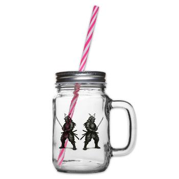 Doppel-Samurai Schattenrüstung - Henkelglas mit Schraubdeckel - Klar - Rechts