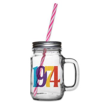 Geboren 1974 Geburtstagsgeschenk Geburtstag 74 - Henkelglas mit Schraubdeckel - Klar - Rechts
