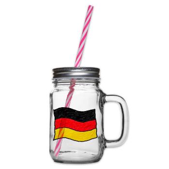 Handgezeichnete Deutschlandflagge - Henkelglas mit Schraubdeckel - Klar - Rechts
