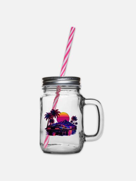 Klassischer 80er-Jahre-Retro-Wave-Stil - Henkelglas mit Schraubdeckel - Klar
