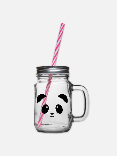 Panda Gesicht - Henkelglas mit Schraubdeckel - Klar