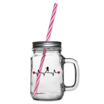 Läufer & Herz, laufen - Henkelglas mit Schraubdeckel - Klar - Rechts