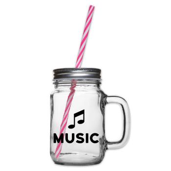 ★ Designfarben änderbar ★ Music (Note) - Henkelglas mit Schraubdeckel - Klar - Rechts