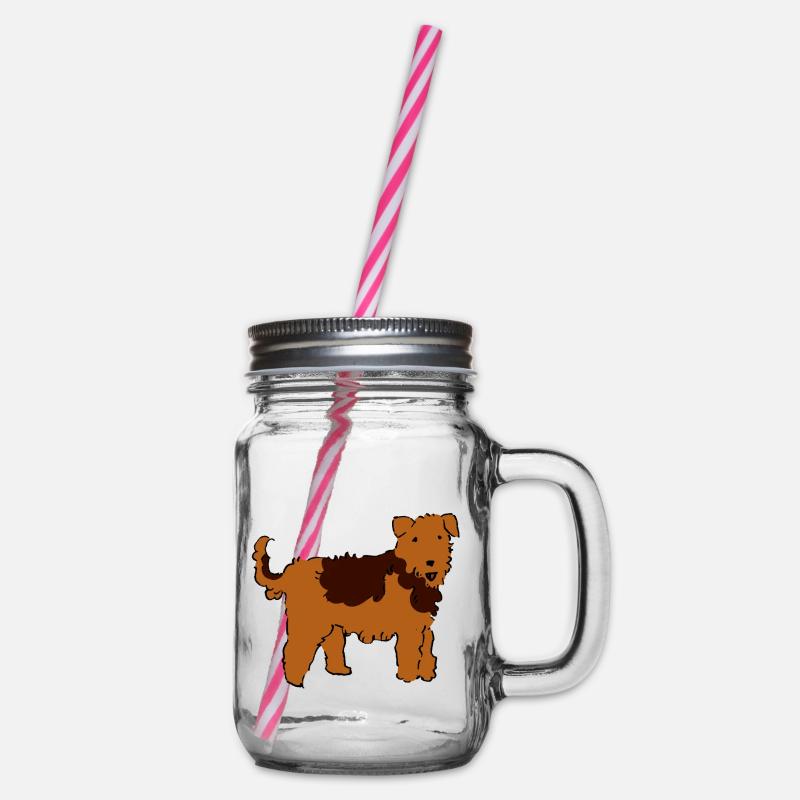 Airedale Terrier - Henkelglas mit Schraubdeckel - Klar