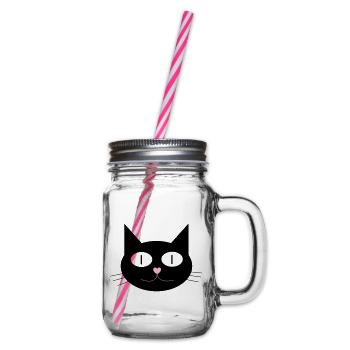 Niedliche Katze, Kater mit herzförmigen Nase - Henkelglas mit Schraubdeckel - Klar - Rechts