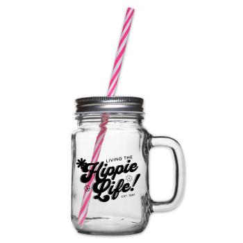 Hippie Life - Glass jar with handle and screw cap - clear - Right