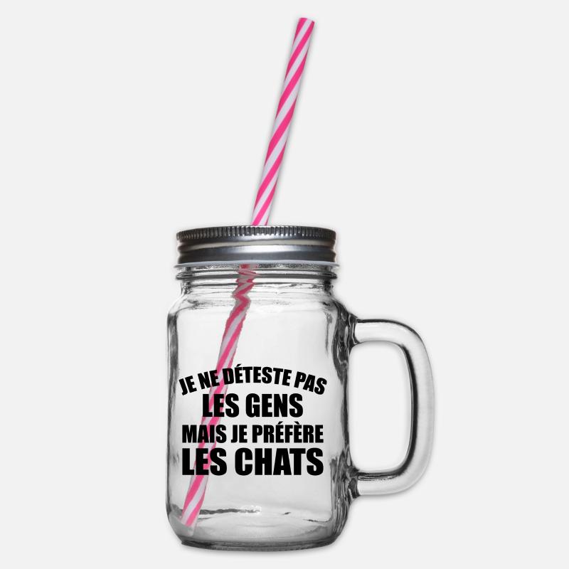 Je Ne Déteste Pas Les Gens - Je Préfère Les Chats - Bocal à boisson - transparent