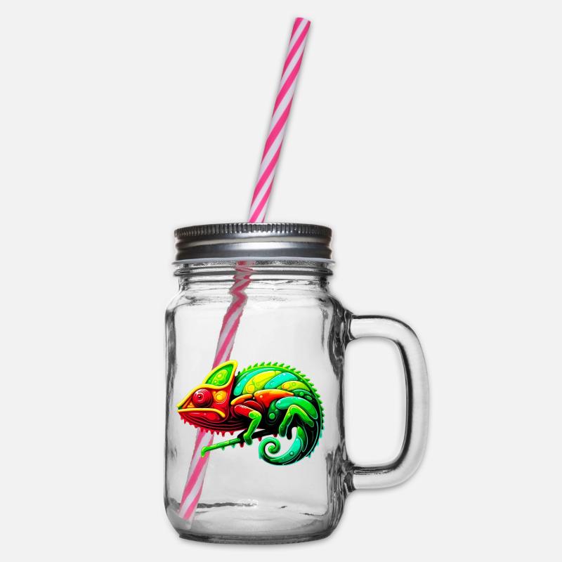 Chamäleon - Henkelglas mit Schraubdeckel - Klar