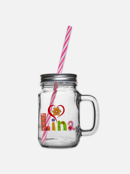 Lina Name Tee - Henkelglas mit Schraubdeckel - Klar
