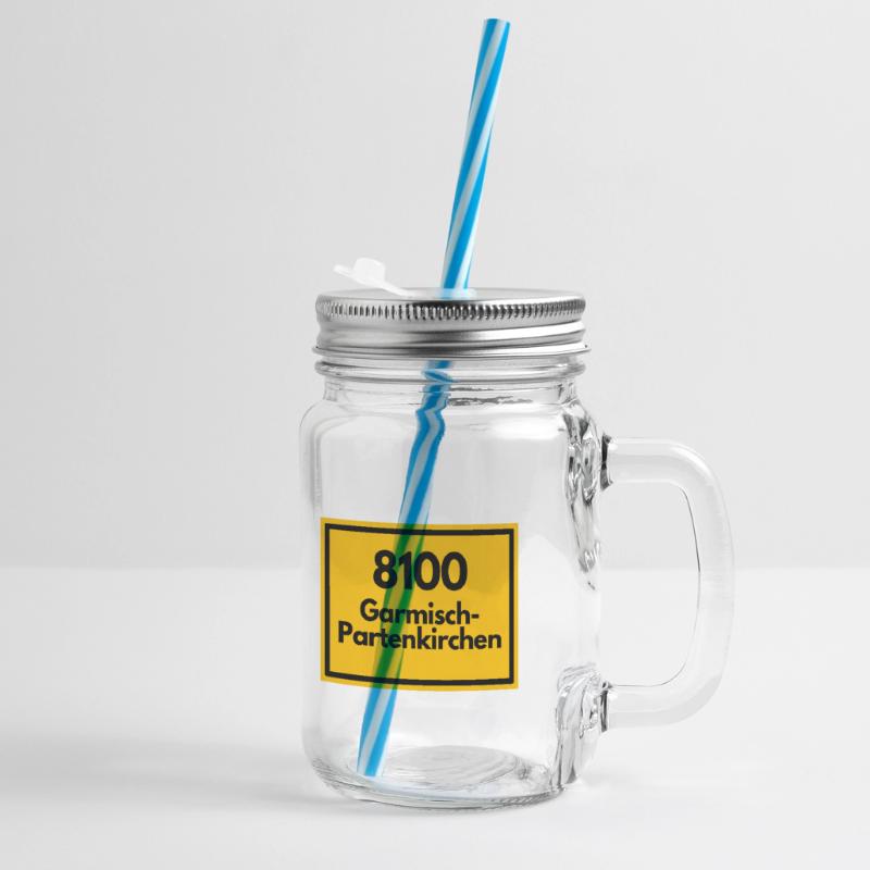 OLD POSTCODE POSTCODE 8100 GARMISCH-PARTENKIRCHEN Glass jar with handle and screw cap