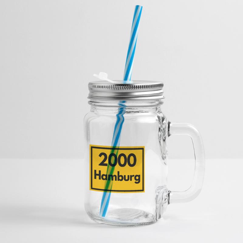 OLD POSTCODE POSTCODE RETRO 2000 HAMBURG - HAFEN Glass jar with handle and screw cap