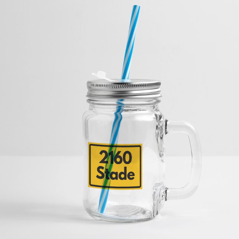 OLD POSTCODE POSTCODE RETRO 2160 STADE HANSEHAFEN Glass jar with handle and screw cap