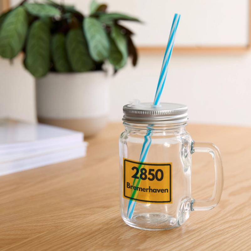 OLD POSTCODE POSTCODE RETRO 2850 BREMERHAVEN Glass jar with handle and screw cap